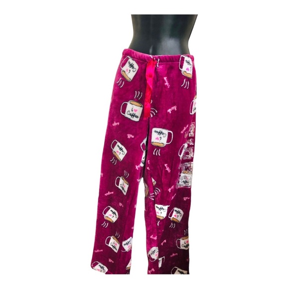 Dark red cozy coffee theme sequin printed‎ loungewear pajama pants size XL new - Picture 11 of 17
